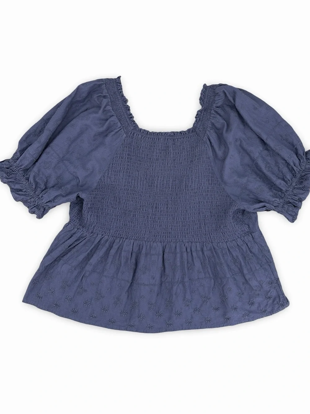Old Navy Navy Blue Smocked Square-Neck Peasant Blouse Size 2X